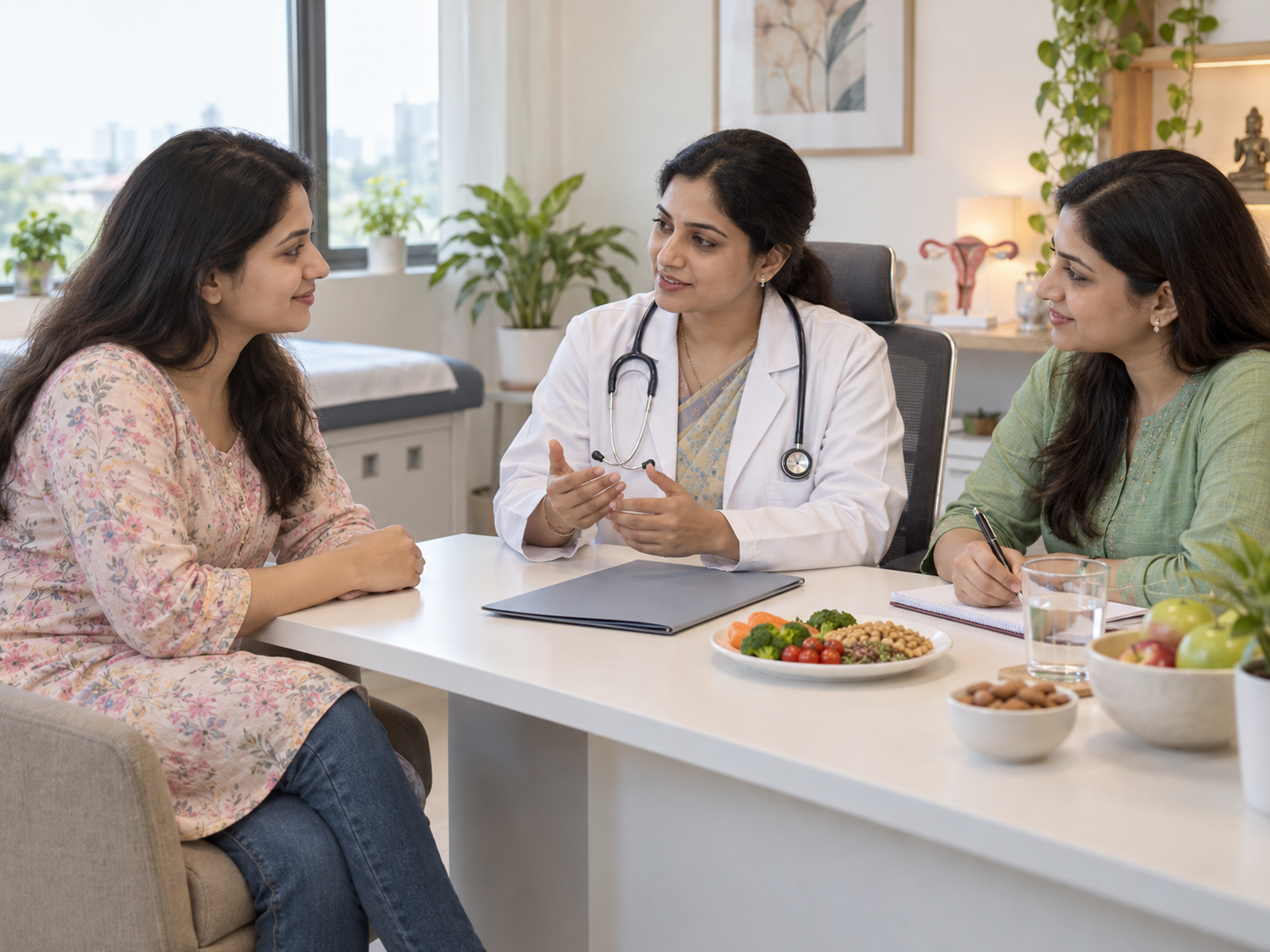 Woman discussing hormonal and lifestyle care with fertility clinicians